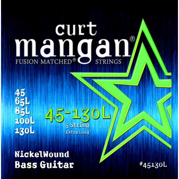 Curt Mangan 45-130 Nickel Wound Extra Hosszú Scale 5 Darabos Basszusgitár Húr Szett