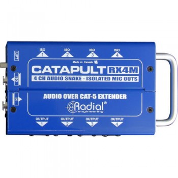 Radial Catapult RX4M 4 Csatornás Receiver 4 Kimenet és Mikrofon level Izolátor Kimenet CAT5 Audio Snake